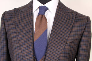 New Suitsupply Washington Brown Check Pure Wool Super 120s 3 Piece Suit - Size 38R