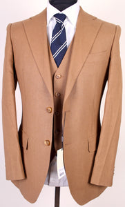 New Suitsupply Lazio Peanut Brown 100% Linen 3 Piece Suit - Size 38R (One of One)