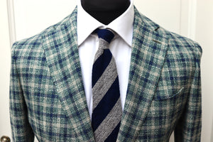 New W. Tags SUITSUPPLY Havana Blue/Green Check Cotton, Linen and Silk Blazer - Size 38R