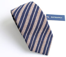 Load image into Gallery viewer, New With Tags SUITSUPPLY Brown and Blue Stripe 100% Wool Tie