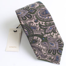 Load image into Gallery viewer, New With Tags SUITSUPPLY Brown and Green Paisley 100% Wool Tie