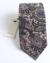 Load image into Gallery viewer, New With Tags SUITSUPPLY Brown and Green Paisley 100% Wool Tie
