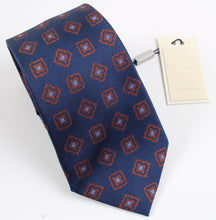 Load image into Gallery viewer, New With Tags SUITSUPPLY Navy and Brown Square 100% Silk Tie