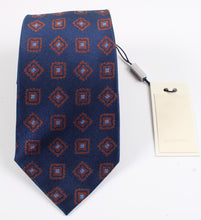 Load image into Gallery viewer, New With Tags SUITSUPPLY Navy and Brown Square 100% Silk Tie