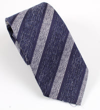 Load image into Gallery viewer, New With Tags SUITSUPPLY Navy Silver Silk, Linen and Wool Tie