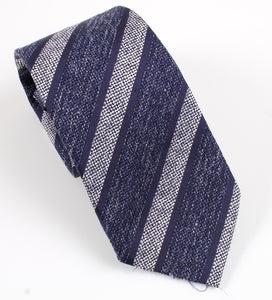 New With Tags SUITSUPPLY Navy Silver Silk, Linen and Wool Tie