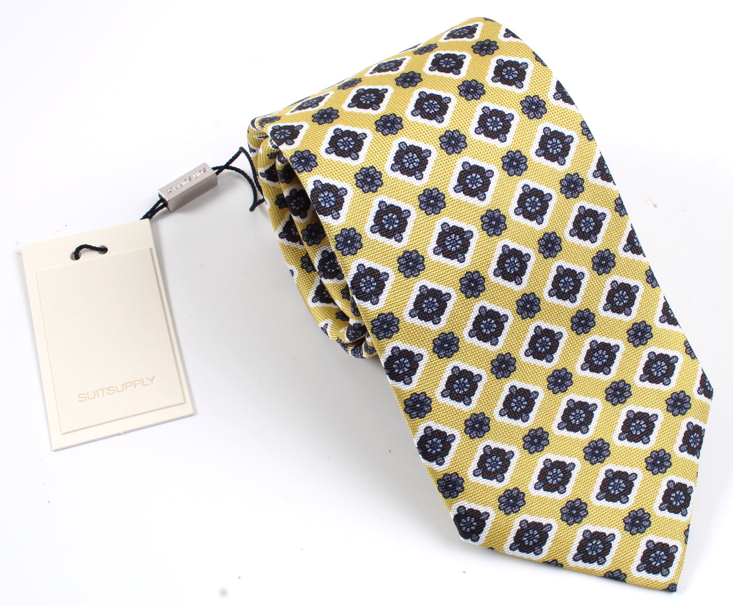 New With Tags SUITSUPPLY Gold Flower 100% Silk Tie