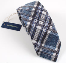 Load image into Gallery viewer, New With Tags SUITSUPPLY Blue Check Wool, Silk and Polymide Tie