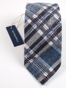 New With Tags SUITSUPPLY Blue Check Wool, Silk and Polymide Tie
