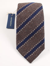 Load image into Gallery viewer, New With Tags SUITSUPPLY Brown Navy Stitch Stripe Wool and Silk Tie