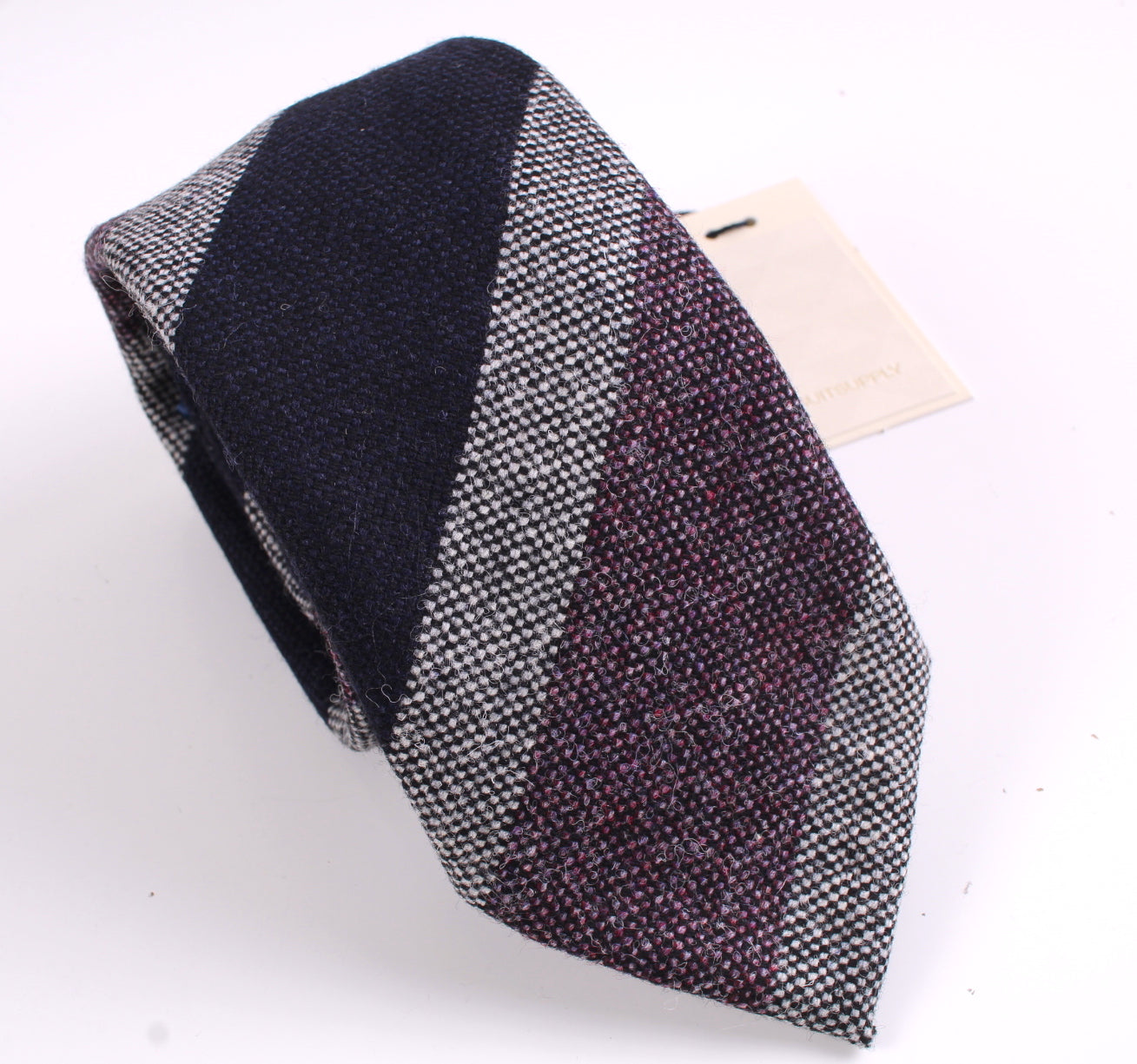 New SUITSUPPLY Purple Stripe Pure Wool Tie