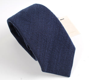 New SUITSUPPLY Navy Plain Cotton and Linen Tie