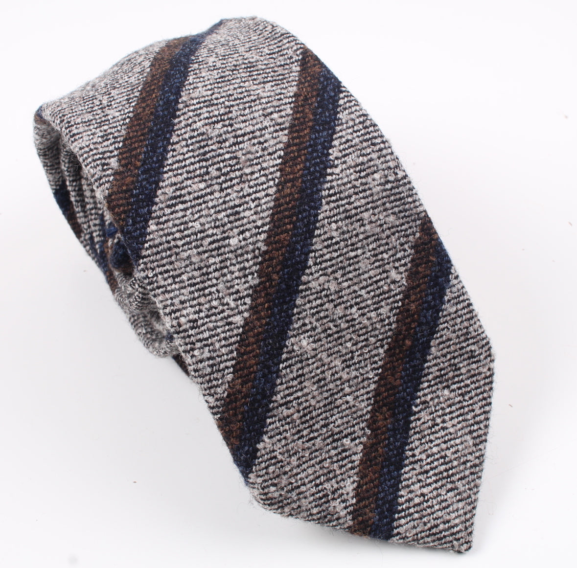 New SUITSUPPLY Brown Stripe 100% Wool Tie