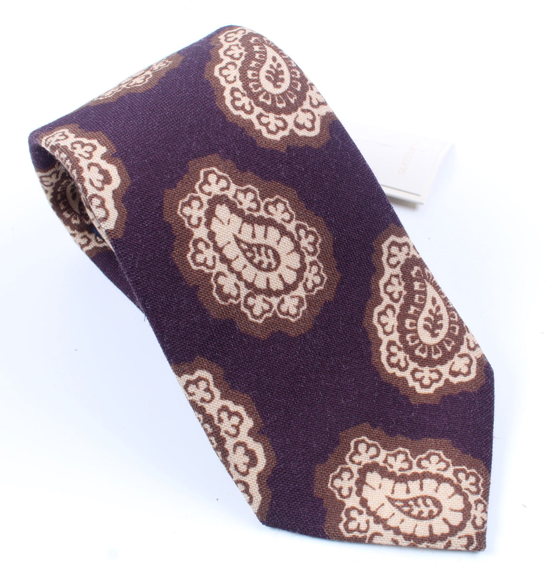 New SUITSUPPLY Purple Paisley Wool and Silk Tie