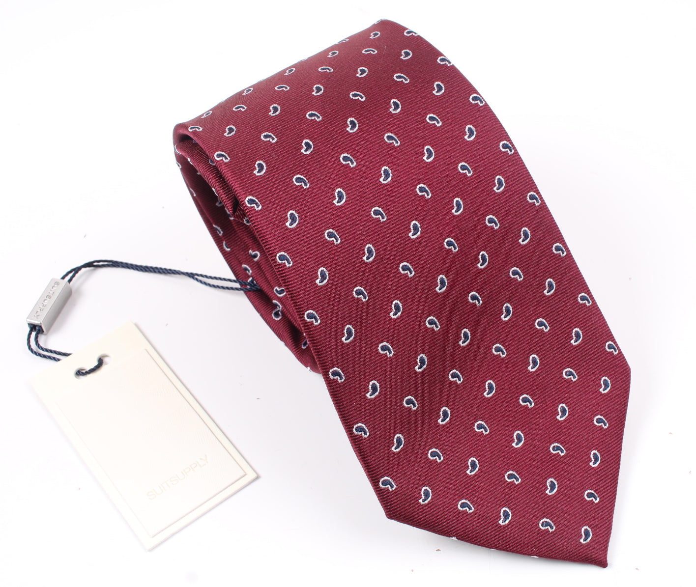 New SUITSUPPLY Red Paisley 100% Mulberry Silk Tie