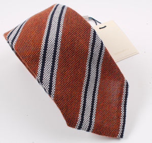 New SUITSUPPLY Orange Stripe 87% Wool and 13% Silk Tie