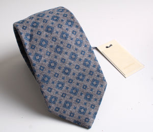 New SUITSUPPLY Gray/Light Blue Square Pure Wool Tie