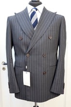 Load image into Gallery viewer, New With Tags SOHO Dark Gray Pinstripe 100% Wool Super 130s DB Blazer - Size 40S
