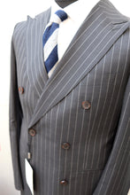 Load image into Gallery viewer, New With Tags SOHO Dark Gray Pinstripe 100% Wool Super 130s DB Blazer - Size 40S