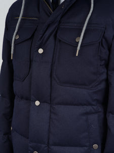 New Suitsupply Orlando Navy Blue Wool and Polyurethane Down Jacket - Size 40R and 42R