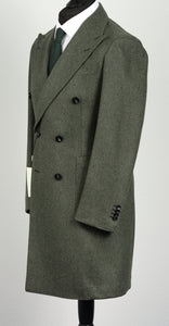 New Suitsupply Lavello Patch Mid Green Circular Wool Flannel DB Coat - Size 36R and 38R