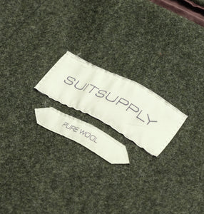 New Suitsupply Lavello Patch Mid Green Circular Wool Flannel DB Coat - Size 36R, 38R, 40R, 42R, 44R