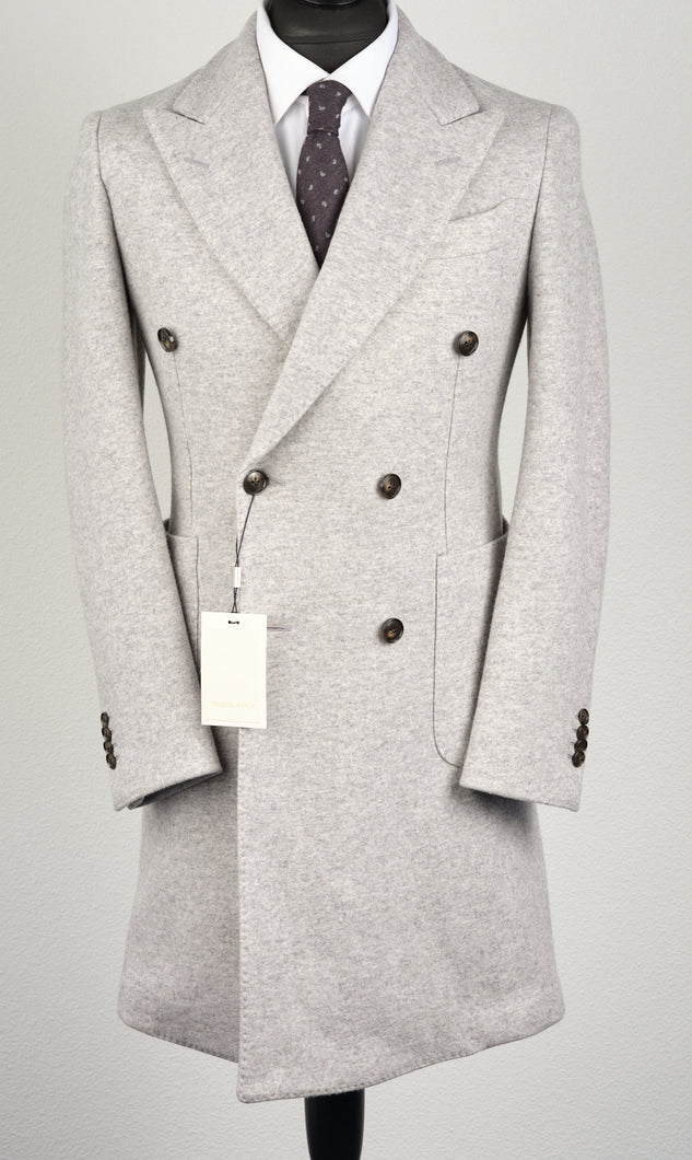 New Suitsupply Lavello Light Gray Pure Wool Unlined DB Coat - Size 36R