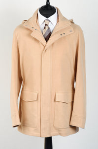 New Suitsupply Piemonte Pure Camel Colombo Hooded Parka - Size 44R (Spring Weight)