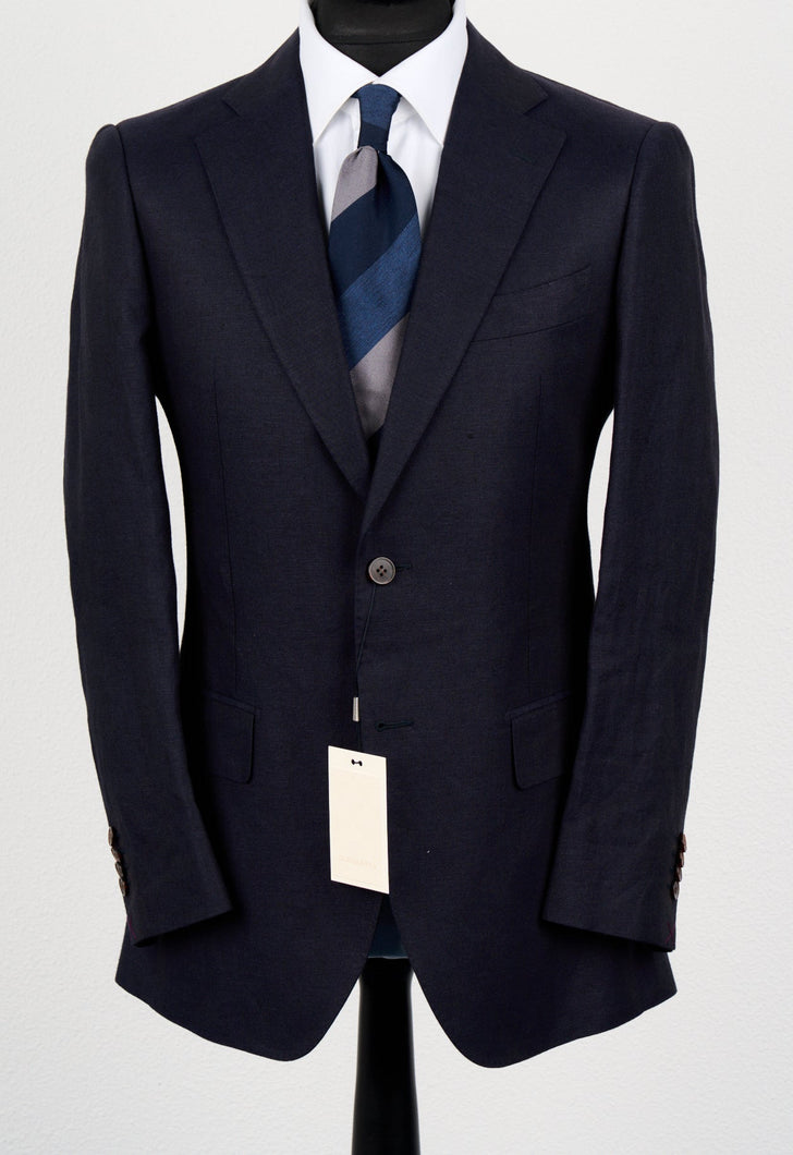 New Suitsupply Lazio Dark Navy Pure Linen Suit - Size 38R