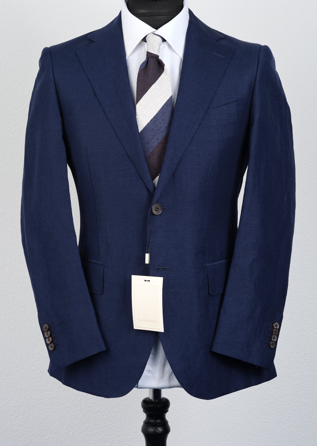 New Suitsupply Lazio Navy Blue Half Wool Half Linen Suit - Size 42R