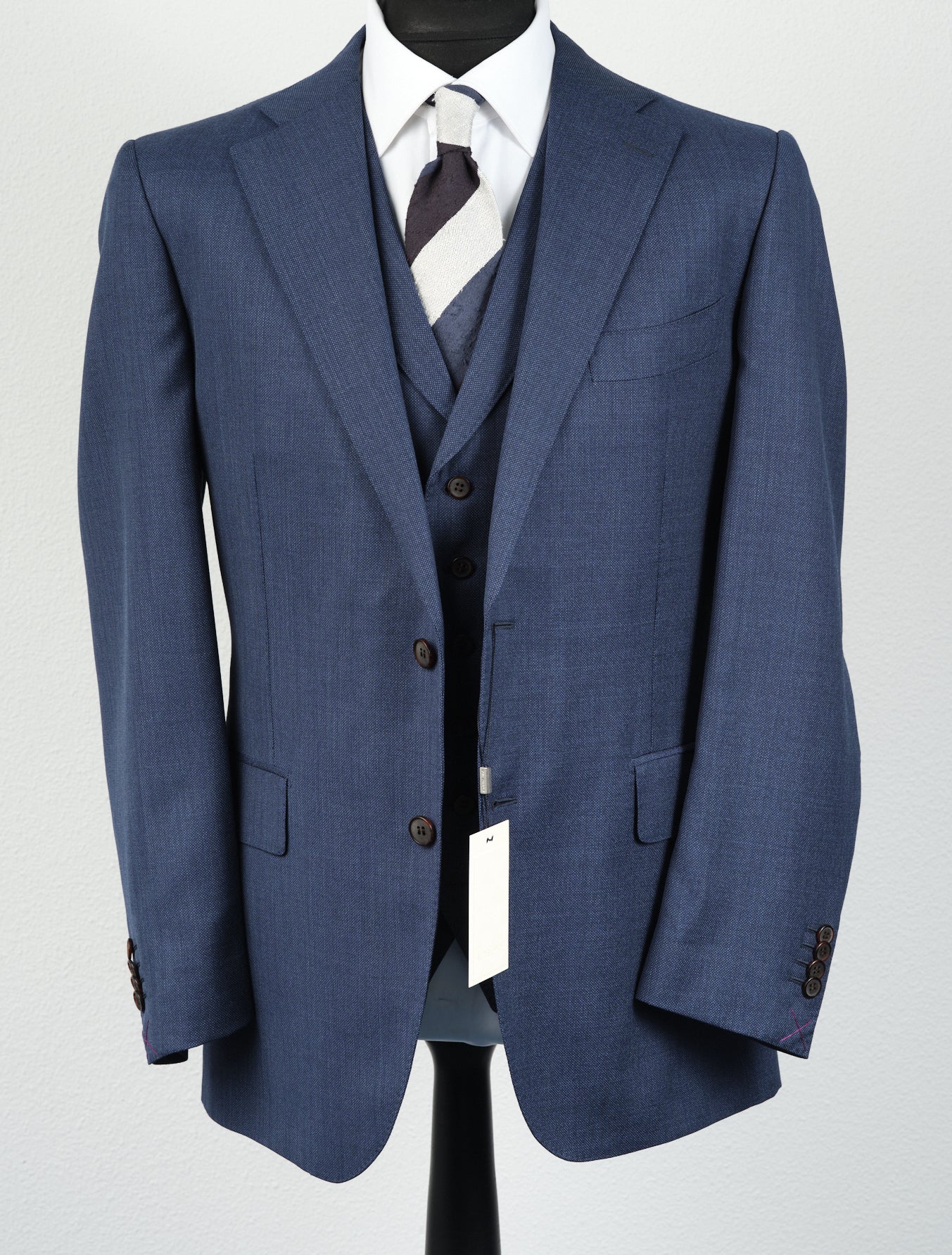 New Suitsupply Lazio Mid Blue Pure Wool Super 110s All Season Suit - Size 46R