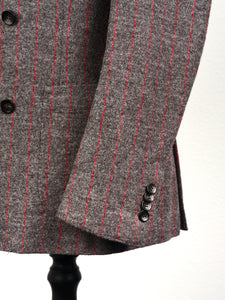 New Suitsupply Havana Gray/Red Stripe 39 Percent Alpaca DB Suit - Size 40R