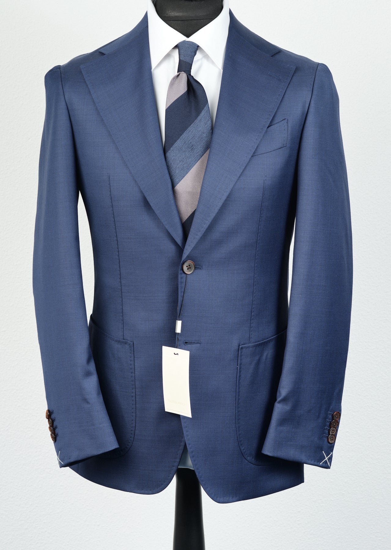 New Suitsupply Havana Mid Blue Wide Lapel Pure Wool All Season Suit - Size 44R (FINAL SALE)