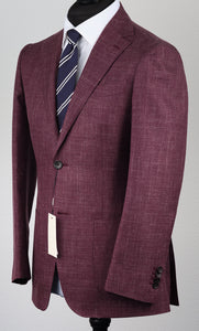 New Suitsupply Havana Purple Wool, Mulberry Silk and Linen Suit - Size 38R and 42L