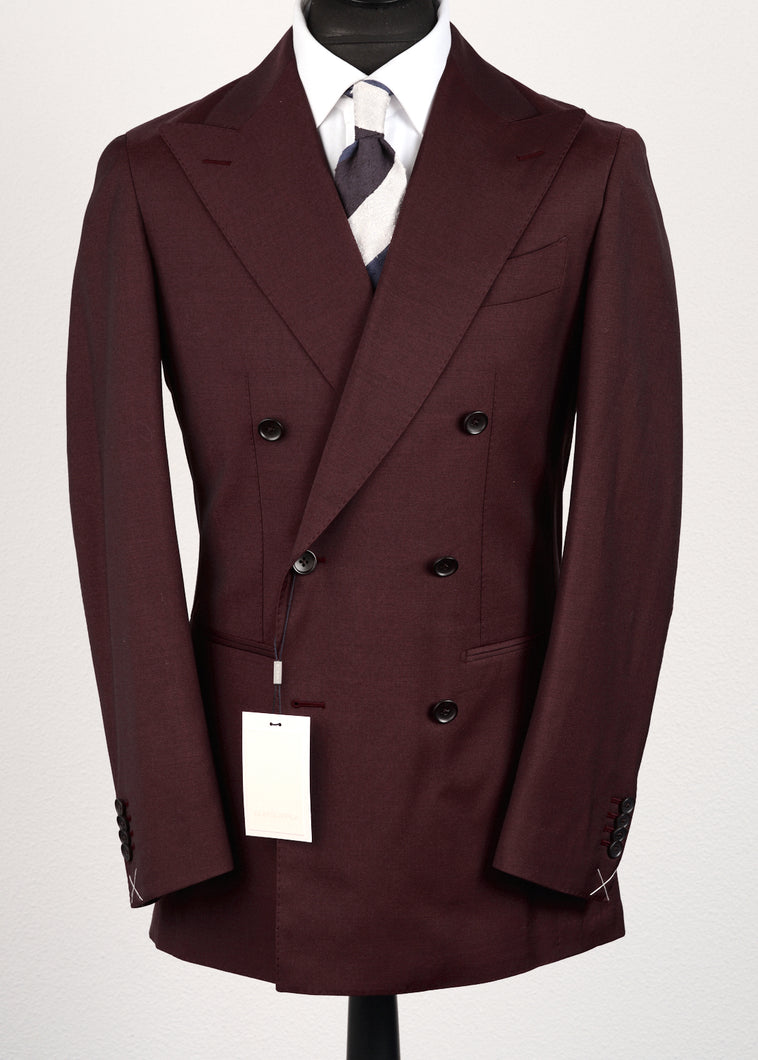 New Suitsupply Havana Dark Red Wool and Mohair DB Suit - Size 38R