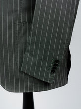 Load image into Gallery viewer, New Suitsupply Havana Wide Lapel Green Pinstripe Wool and Mulberry Silk Suit - Size 38R